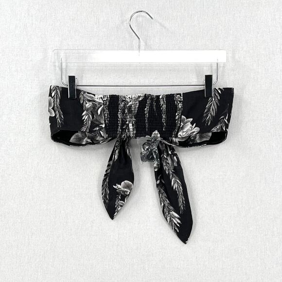 ALLSAINTS Riah Mia Bandeau Top Women 8 Black white Tie Front Vacation Travel NEW - Picture 6 of 16